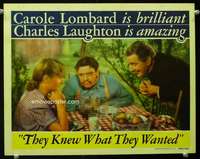 m804 THEY KNEW WHAT THEY WANTED movie lobby card '40 Laughton, Lombard