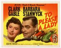 m188 TO PLEASE A LADY movie title lobby card '50 Clark Gable, car racing!