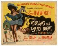 m189 TONIGHT & EVERY NIGHT movie title lobby card '44 sexy Rita Hayworth!
