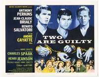 m196 TWO ARE GUILTY movie title lobby card '64 Anthony Perkins, Brialy