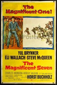 n078 MAGNIFICENT SEVEN Forty by Sixty movie poster '60 Yul Brynner, McQueen