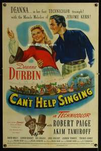 n028 CAN'T HELP SINGING one-sheet movie poster '44 Deanna Durbin, Paige