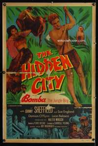 n063 HIDDEN CITY one-sheet movie poster '50 Johnny Sheffield as Bomba!