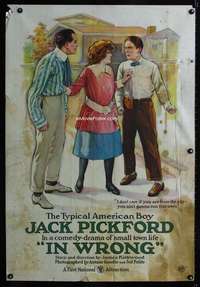n051 IN WRONG one-sheet movie poster '19 Jack Pickford All-American boy!