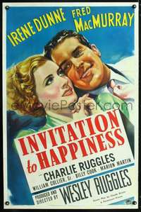 n034 INVITATION TO HAPPINESS one-sheet movie poster '39 art of Irene Dunne!