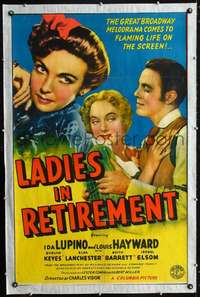 n064 LADIES IN RETIREMENT one-sheet movie poster '41 Ida Lupino, Hayward