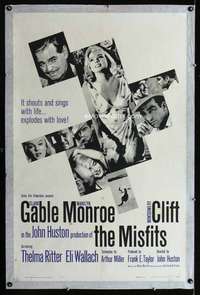 n066 MISFITS one-sheet movie poster '61 Clark Gable, Marilyn Monroe, Clift
