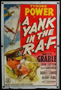 n069 YANK IN THE R.A.F. one-sheet movie poster '41 Tyrone Power, Grable