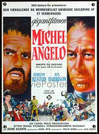p016 AGONY & THE ECSTASY Danish movie poster '65 Charlton Heston