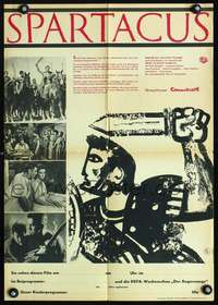p061 SPARTACUS East German 16x23 movie poster '66 different art!