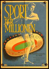 p062 SPORT DER MILLIONEN East German 16x23 movie poster '51 Olympics!