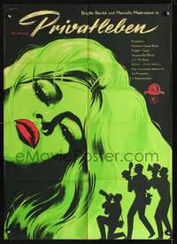 p094 VERY PRIVATE AFFAIR East German movie poster '62 best Bardot!