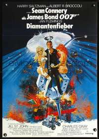p401 DIAMONDS ARE FOREVER German movie poster '71 Connery as Bond!