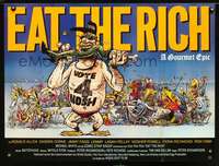p413 EAT THE RICH German movie poster '87 wacky Hunt Emerson art!