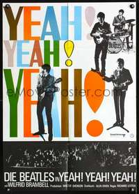 p456 HARD DAY'S NIGHT German movie poster R70s Beatles, rock & roll!