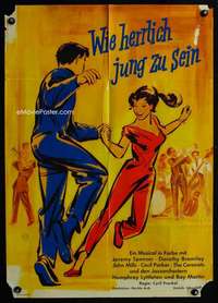 p464 IT'S GREAT TO BE YOUNG German movie poster '56 cool Engel art!