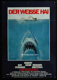 p468 JAWS German movie poster '75 Steven Spielberg classic shark!