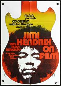 p471 JIMI PLAYS BERKELEY German movie poster '73 Hendrix in guitar!