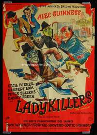 p486 LADYKILLERS German movie poster '55 Alec Guinness, cool art!