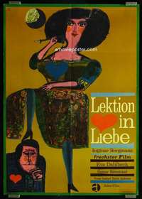 p495 LESSON IN LOVE German movie poster R60s Bergman, Oberprger art!