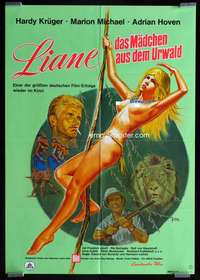 p497 LIANE JUNGLE GODDESS German movie poster R74 sexy Klaus Dill art!