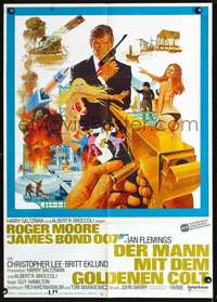 p519 MAN WITH THE GOLDEN GUN German movie poster '74 Moore as Bond!