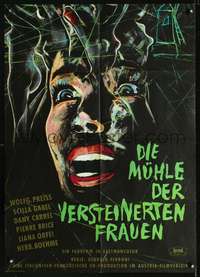 p521 MILL OF THE STONE WOMEN German movie poster '63 cool c/u art!