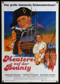 p534 MUTINY ON THE BOUNTY German movie poster R70s different art!