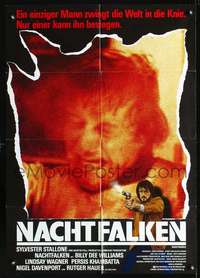p540 NIGHTHAWKS German movie poster '81 Rutger Hauer, Stallone