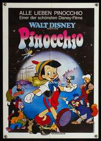 p555 PINOCCHIO German movie poster R90s Walt Disney classic cartoon!