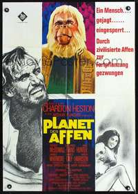 p556 PLANET OF THE APES German movie poster '68 cool different art!