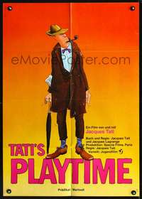 p557 PLAYTIME German movie poster R80s art of Jacques Tati by Gebhard!