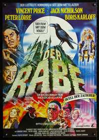 p564 RAVEN German movie poster '80 art of Boris Karloff, Vincent Price & Peter Lorre by Reynold Brown!