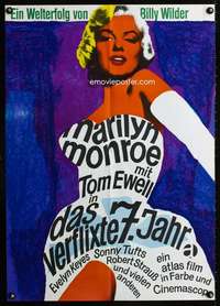 p585 SEVEN YEAR ITCH German movie poster R66 sexy Marilyn Monroe!