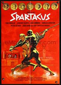 p592 SPARTACUS German movie poster R70s Kubrick, Klaus Dill art!