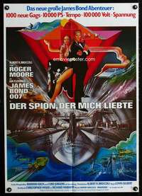 p595 SPY WHO LOVED ME German movie poster R80s James Bond, Peak art!