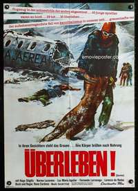 p603 SURVIVE German movie poster '76 intense cannibalism artwork!