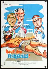 p618 THREE STOOGES MEET HERCULES German movie poster '61 Hempel art!
