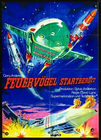 p621 THUNDERBIRDS ARE GO German movie poster '66 cool sci-fi artwork!