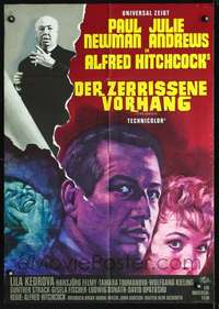 p627 TORN CURTAIN German movie poster '66Newman,Hitchcock,Rehak art!