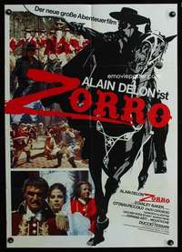 p656 ZORRO white style German movie poster '76 Alain Delon, Stan Baker