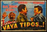 p175 VAYA TIPOS Mexican two-sheet movie poster '55 cool Francisco Diaz Moffitt art!