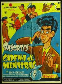 p184 CADENA DE MENTIRAS Mexican movie poster '55 Resortes!