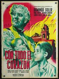 p185 CON TODO EL CORAZON Mexican movie poster '51 Mendoza art!