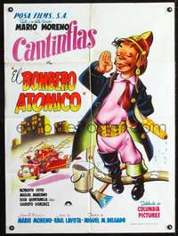 p186 EL BOMBERO ATOMICO Mexican movie poster '52 Cantinflas!