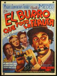 p187 EL BURRO QUE TOCO LA FLAUTA Mexican movie poster '45 Viejo