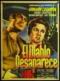 p189 EL DIABLO DESAPARECE Mexican movie poster '57 cool art!