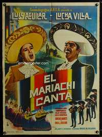 p198 EL MARIACHI CANTA Mexican movie poster '63 cool artwork!