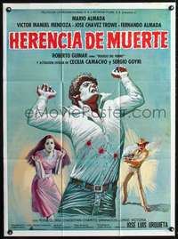 p225 HERENCIA DE MUERTE Mexican movie poster '81 cool art!
