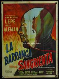 p232 LA BARRANCA SANGRIENTA Mexican movie poster '62 cool art!